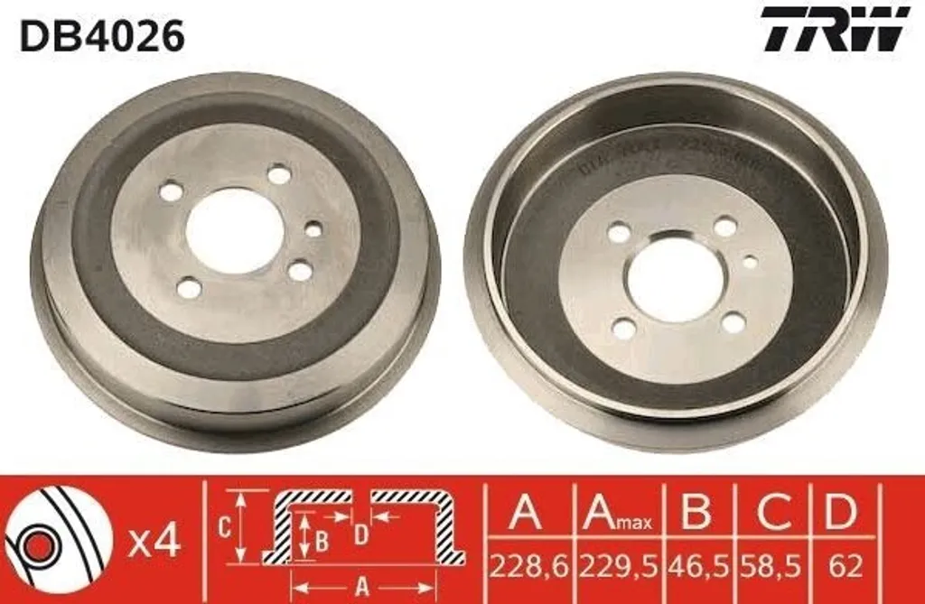 Tambour de frein TRW DB4026 OE 1153091 pour BMW Série 3 E36 d'origine