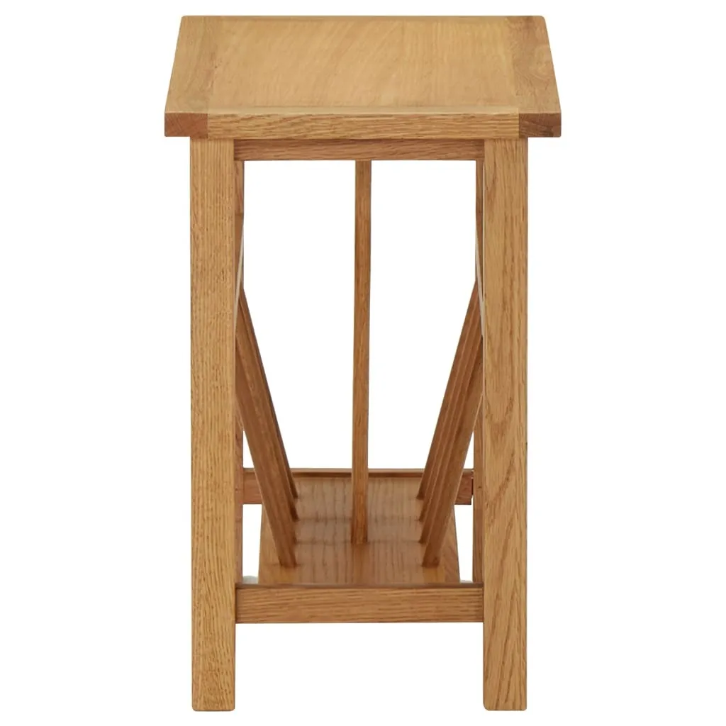 Table d'appoint en chêne massif avec étagère de rangement intégrée - 2