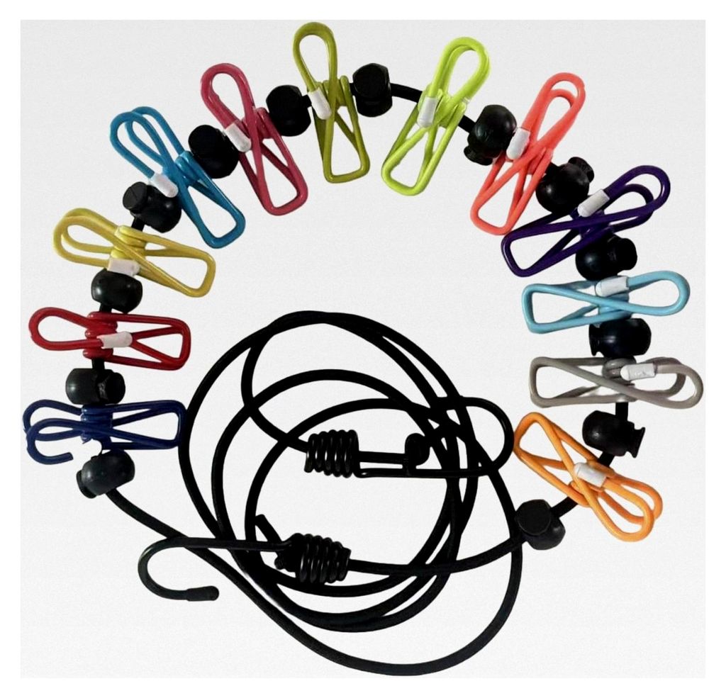 Camping Wäscheleine, Tragbare Reisewäscheleine Outdoor Ausziehbar mit 12 Klammern für Reisen und Camping