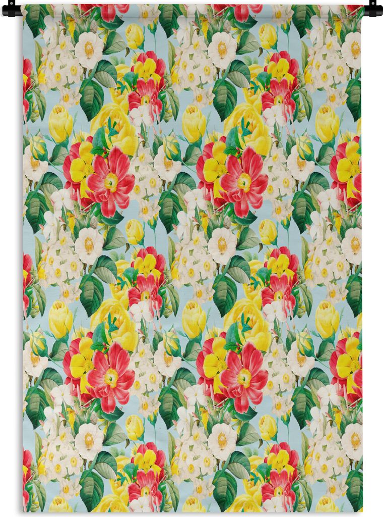 MuchoWow Wandteppich Wandbehang Blumen - Frühling - Muster 90x135 cm Tapisserie Dekoration Wandtuch - Baumwolle - Wandskulptur