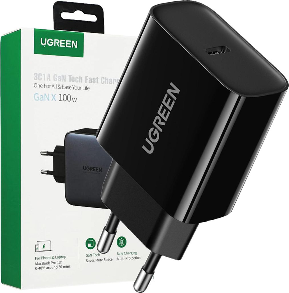 Caricabatterie Eu Ugreen Cd137 Usb-C, 20W, Pd3.0 (nero) Immagine del prodotto 