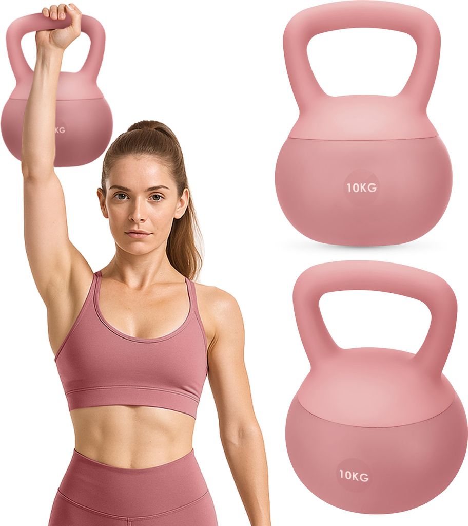 Gymtek Weiche Kettlebell Hantel - 10kg Gewicht - Kugelhantel, Schwunghantel, Kugelgewicht für Home Gym, Fitness, Pilates, Krafttraining