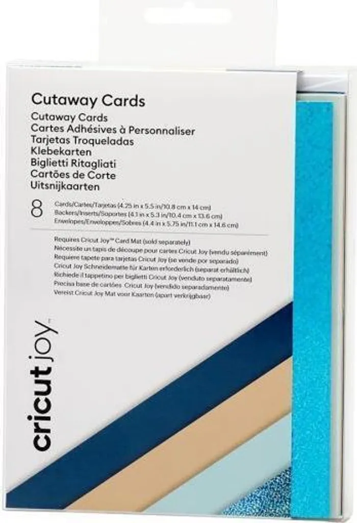 Set de 12 cartes Cutaway Cricut Joy turquoise brillant et bleu foncé