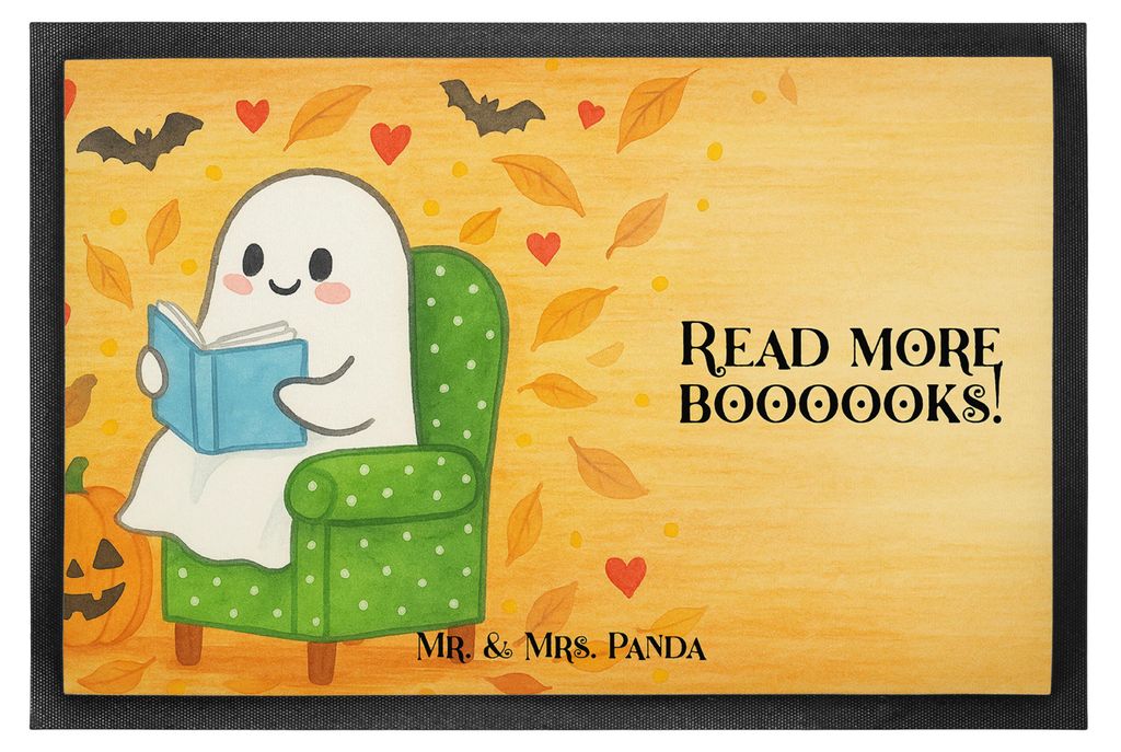 Mr. & Mrs. Panda abstreifer Gespenst Buch Design 60 x 90 cm - Weiß - Geschenk, Fußabtreter, Dekoration, Herbst, Gemütlich, flurmatte, Schmutzmat...