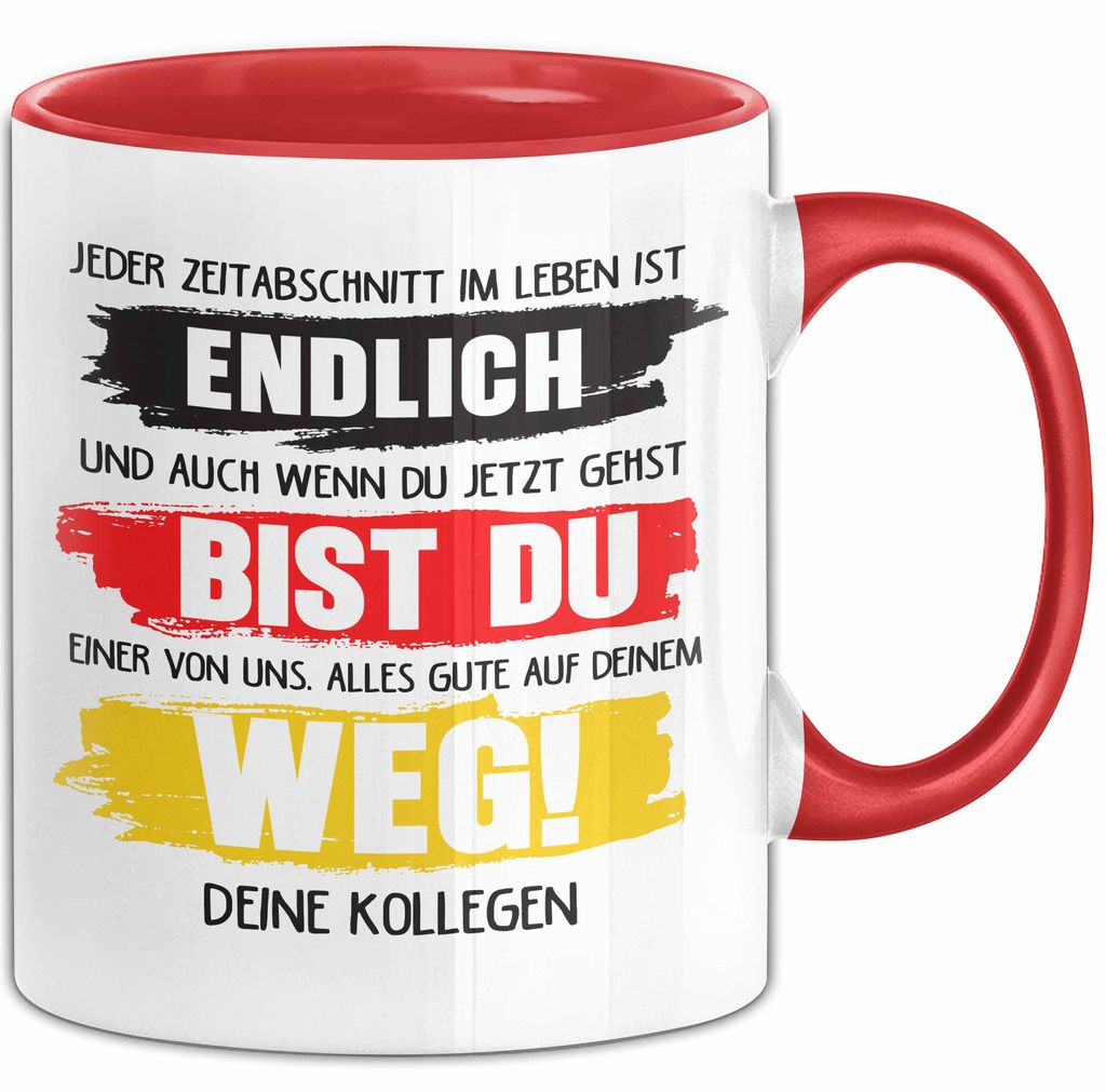 Office Arbeitskollege Tasse Geschenk Lustige Geschenkidee Spruch Alles Gute Auf Deinem Weg Deine Kollegen (Rot)