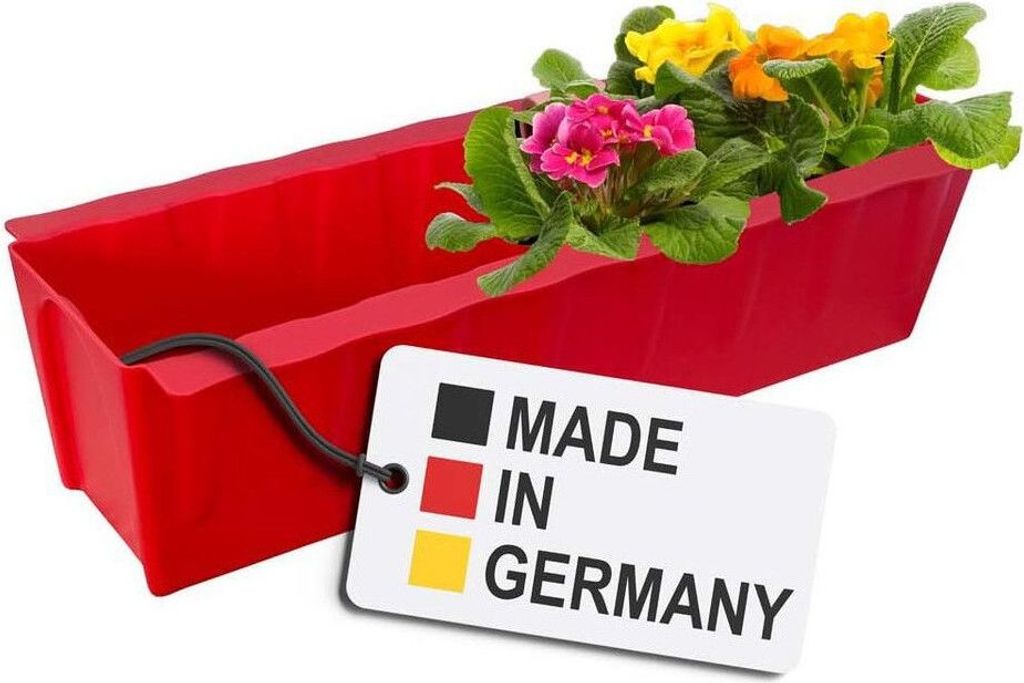 BURI Euro-Paletten Blumenkasten | 37,3cm Rot | Pflanzkasten für Europalette Palette | Balkonkasten | Blumentopf | aus stabilen Kunststoff | Germany