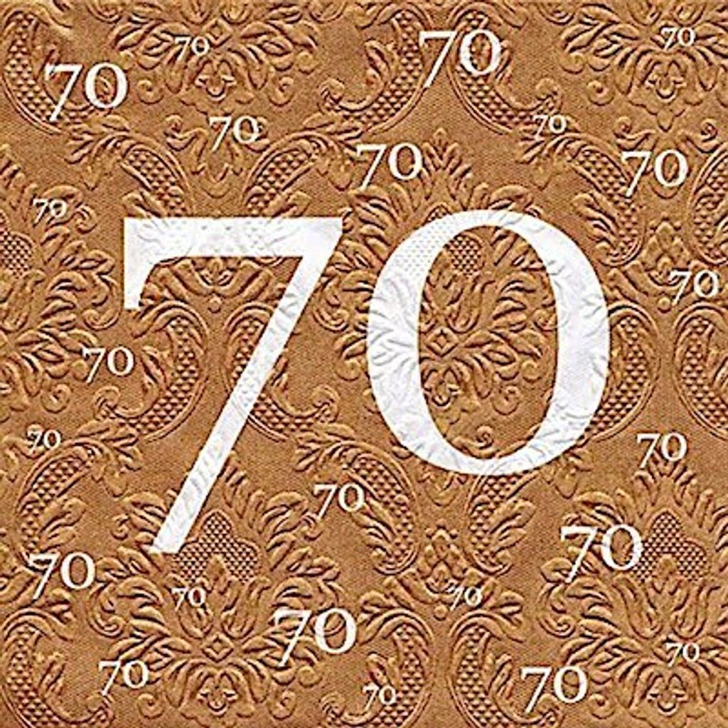 Servietten 70 Geburtstag mit Prägung 20 Stück, 3-lagig 33x33cm