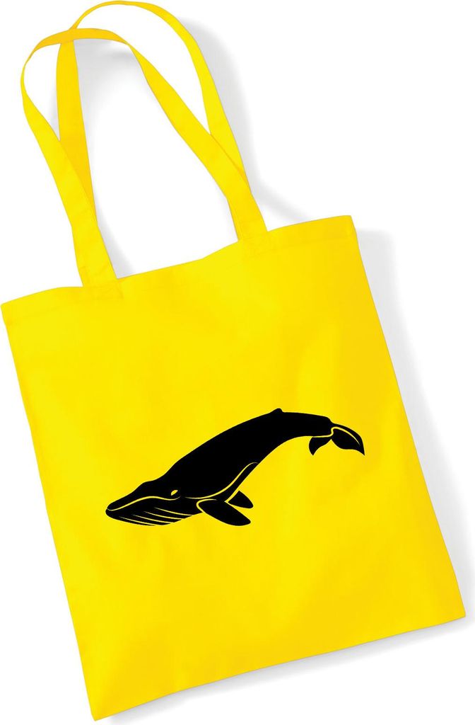 Huuraa Jutebeutel Wal Silhouette 10 Liter Yellow Baumwolle Tasche Geschenkidee