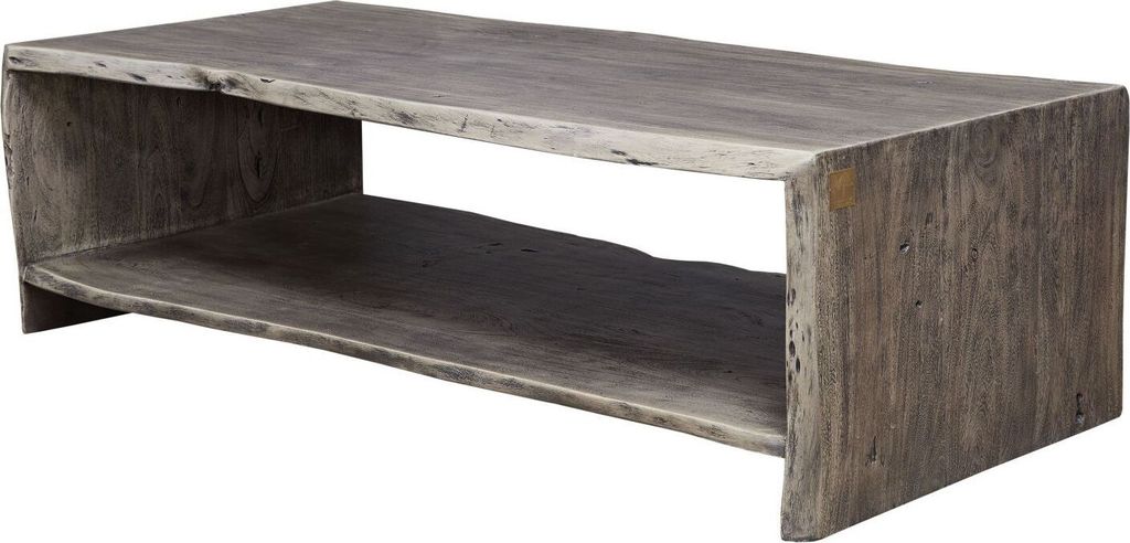 MASSIVMOEBEL24 Couchtisch Akazie 150x70x45 grau lackiert PURE ACACIA #429
