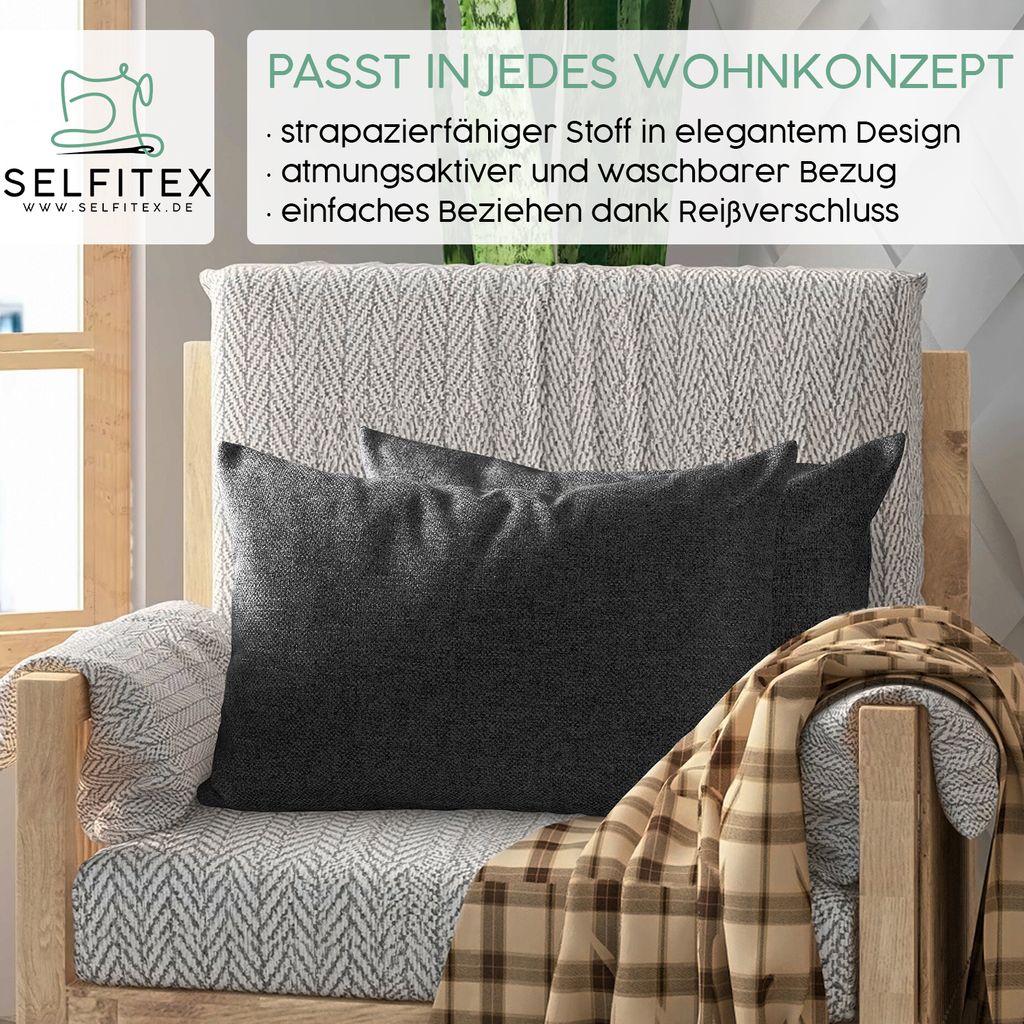 Selfitex 2er Set 40x60 cm, Sofakissen mit Füllung und Produktbild 4