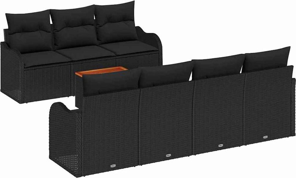 vidaXL Gartensofa-set mit Speicher 8 pcs Schwarz Poly-Rattan