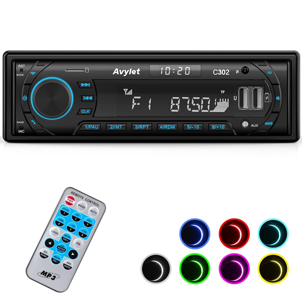1 DIN Autoradio Bluetooth Freisprecheinrichtung USB AUX MP3 FM in