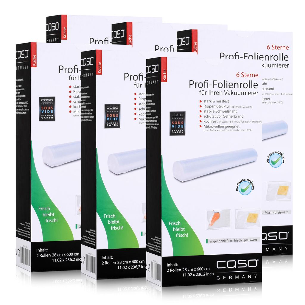 Caso Profi-Folienrollen 28 x 600 cm / 2 Rollen für Vakuumierer (6er Pack)