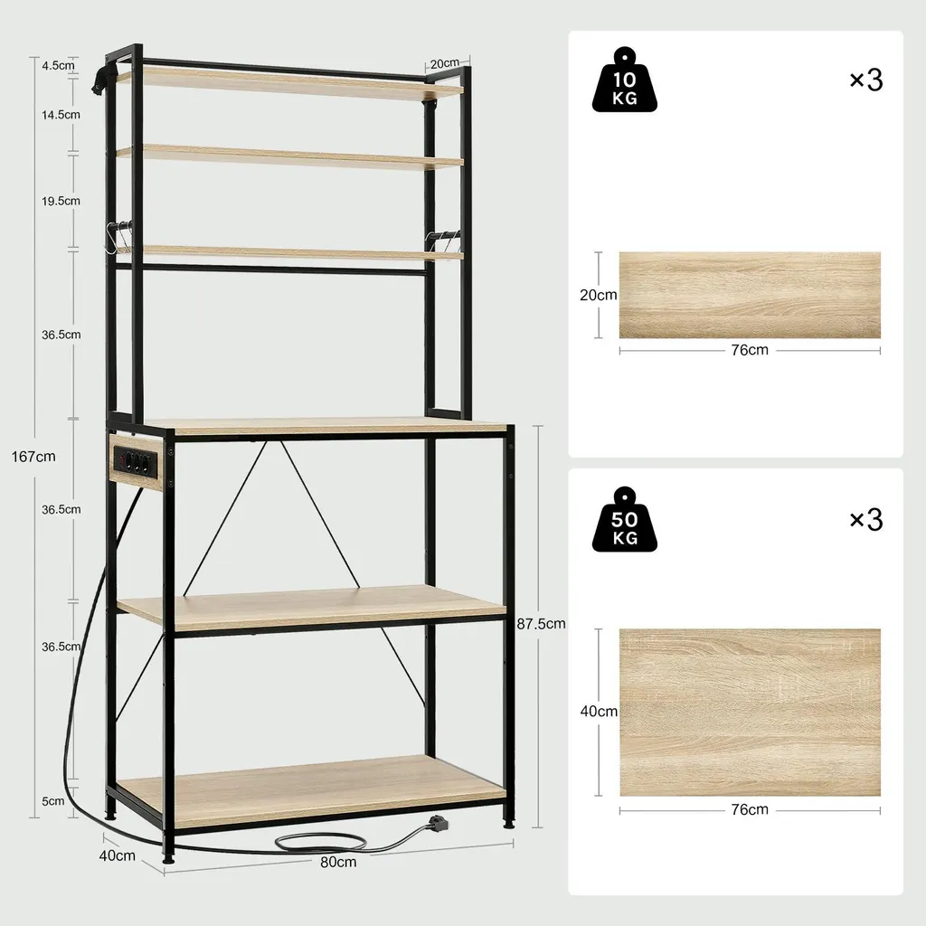 Gagnez de la Place en Cuisine : Étagère Micro-ondes 80 cm avec Prise