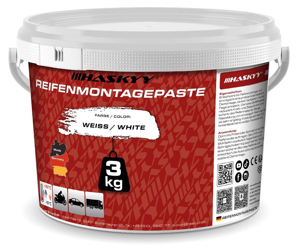 HASKYY Reifenmontage Paste Montagewax Montagepaste 3KG Weiß Produktbild 
