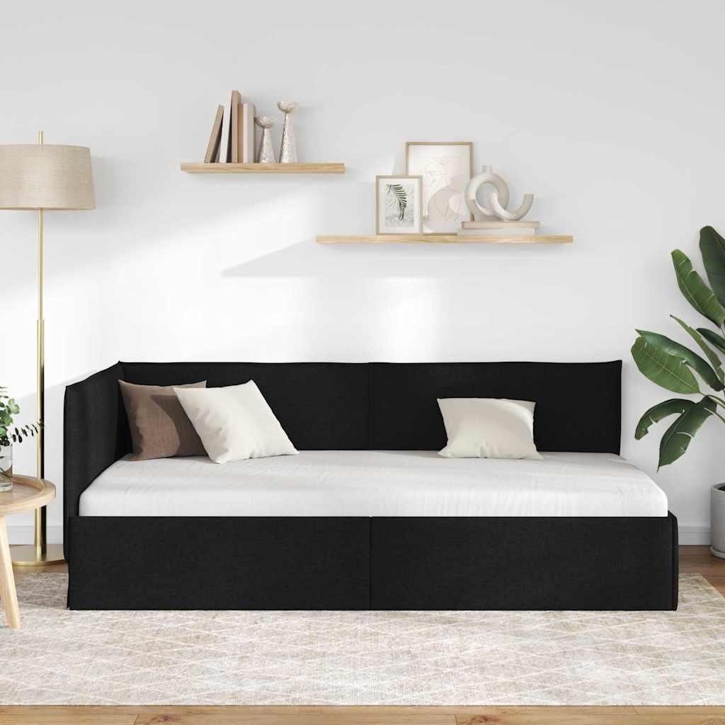Stabli Eckbettgestell mit Kopfteil Schwarz 80 x 200cm Samt - DE838870 - Klassische BettenJugendbett Tagesbett