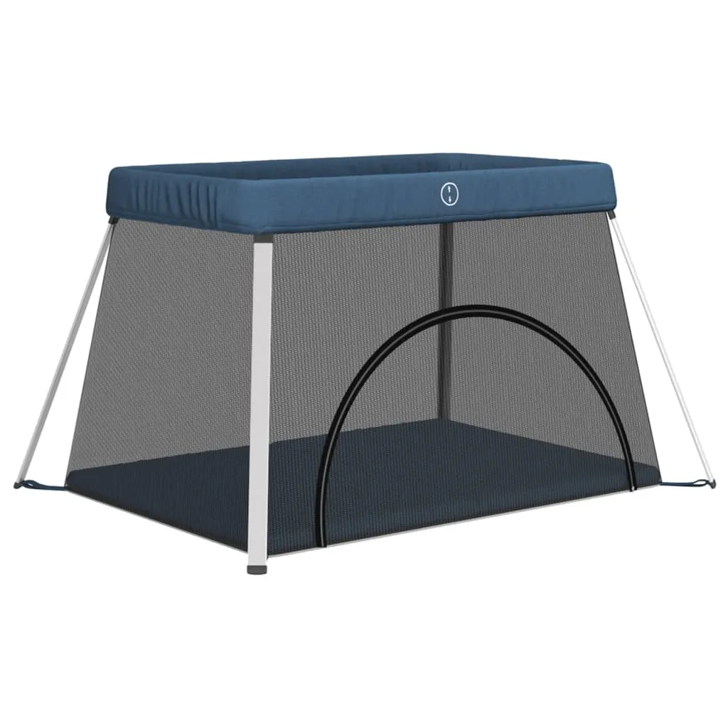 Parc bébé avec matelas bleu marine en tissu lin respirant - Modèle Louna