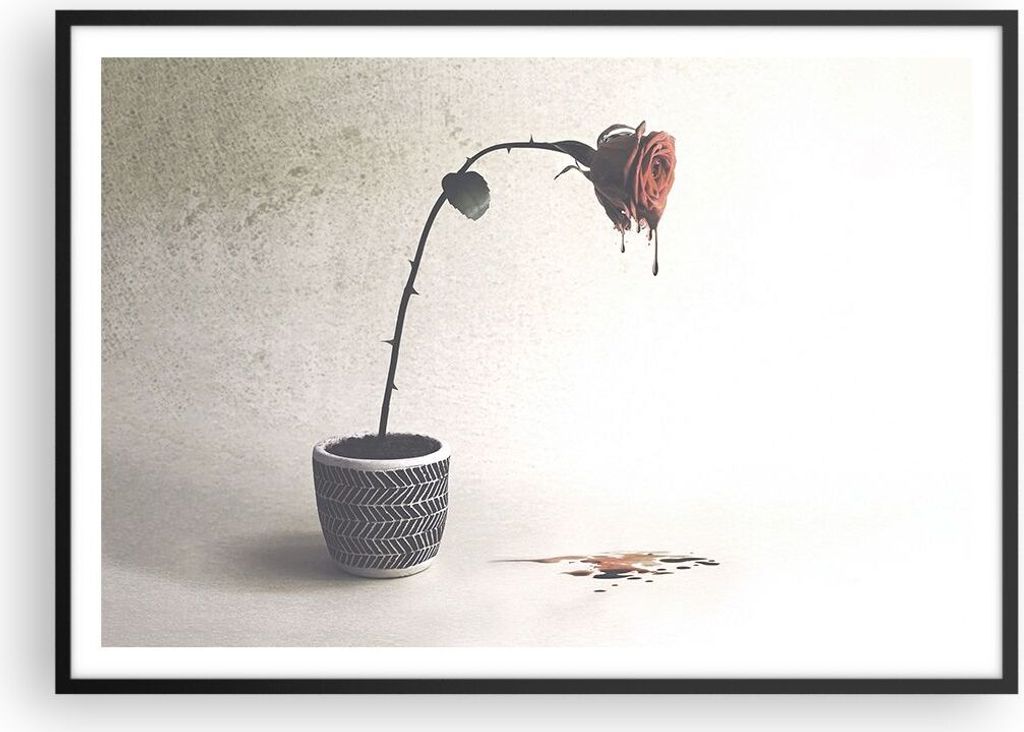 Gerahmtes Poster - Schwarzer Rahmen - Symbol Rose Leiden - 100x70 cm - Wand Bild - Wanddeko - Wandbilder - Kunstposter - Wandposter - Bilderrahmen ...
