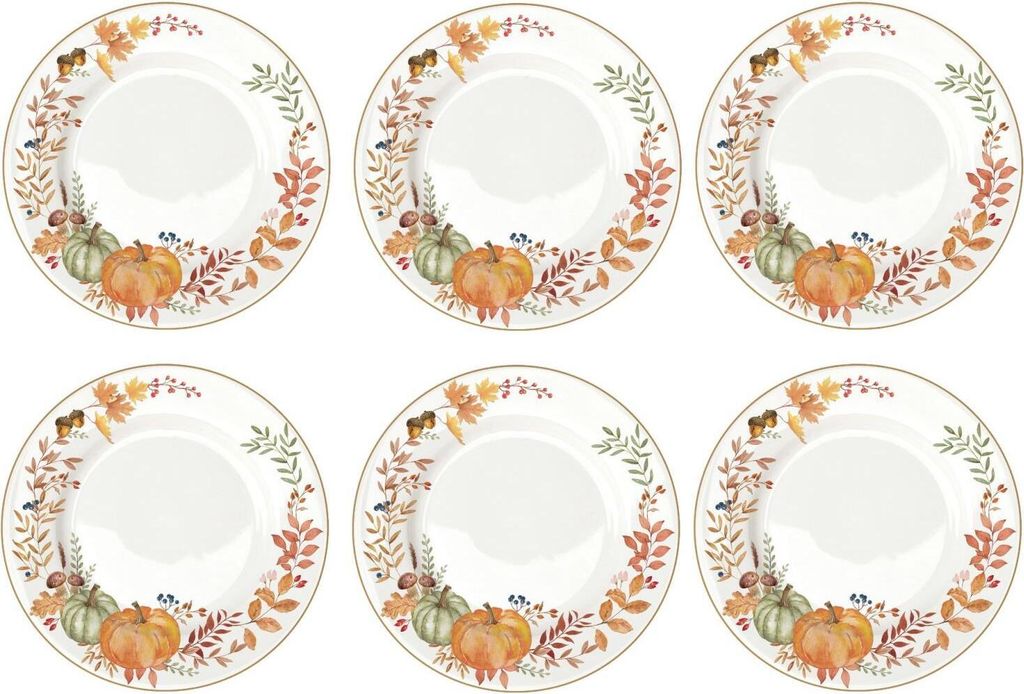 6er Set Speiseteller HARVEST Herbst D. 26,5cm weiß orange Porzellan Easy Life