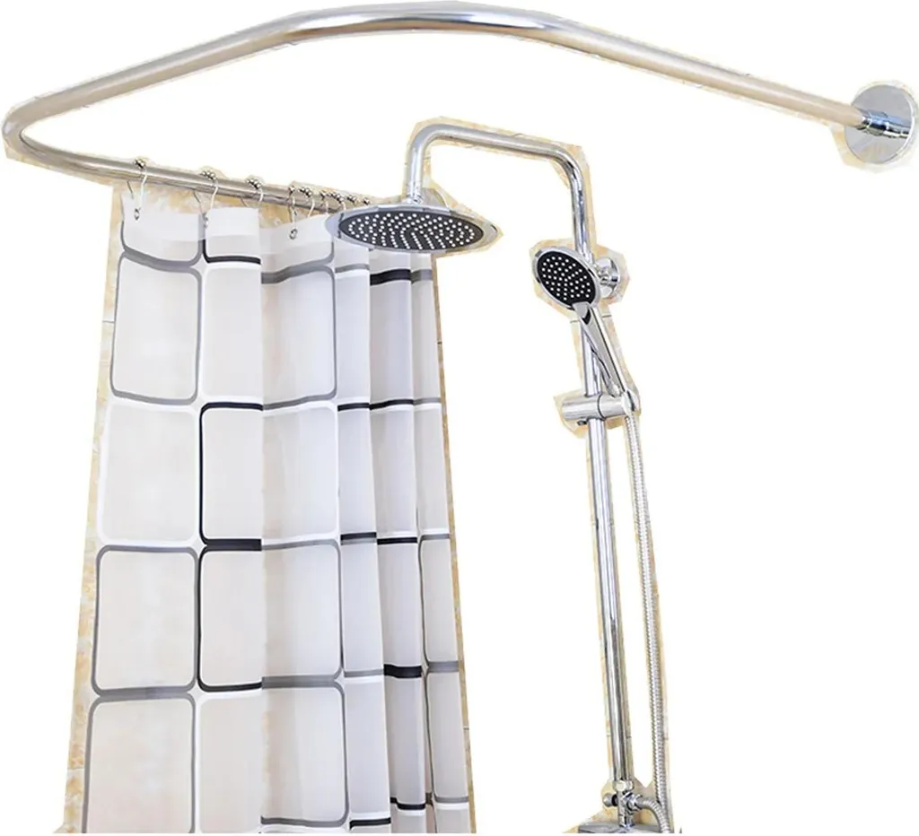 Tringle à rideau de douche réglable sans perçage 180-240 cm en blanc