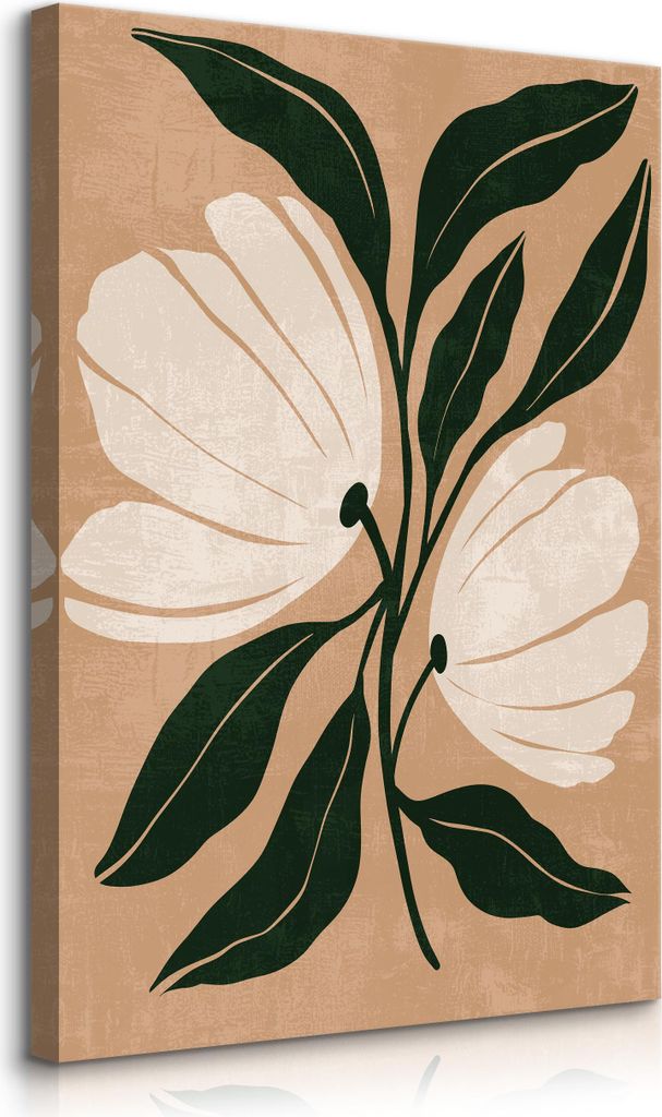 Muralo Leinwandbild Canvas BLUMEN Blätter Feldpflanzen Natur Wandbild Boho Br. 70cm x Hö. 100cm