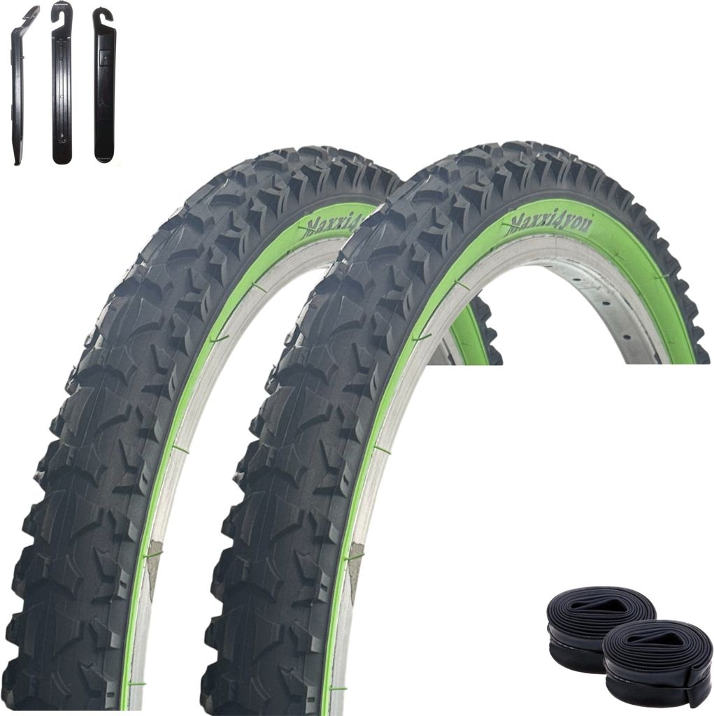 2 pneus de vélo maxxi4you HY-A109 noir/vert 54-507 (24 x Image du produit 