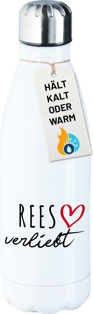Huuraa Trinkflasche Rees verliebt 500ml White Edelstahl Wasserflasche Trinkflasche Geschenkidee