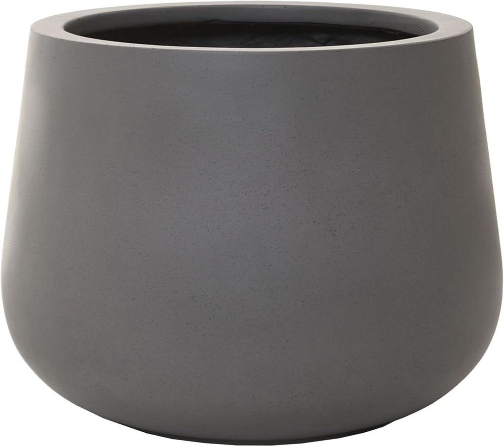 VIVANNO Blumentopf Fiberglas GIRAR Rund, Betongrau Beton-Design - 36x27 cm