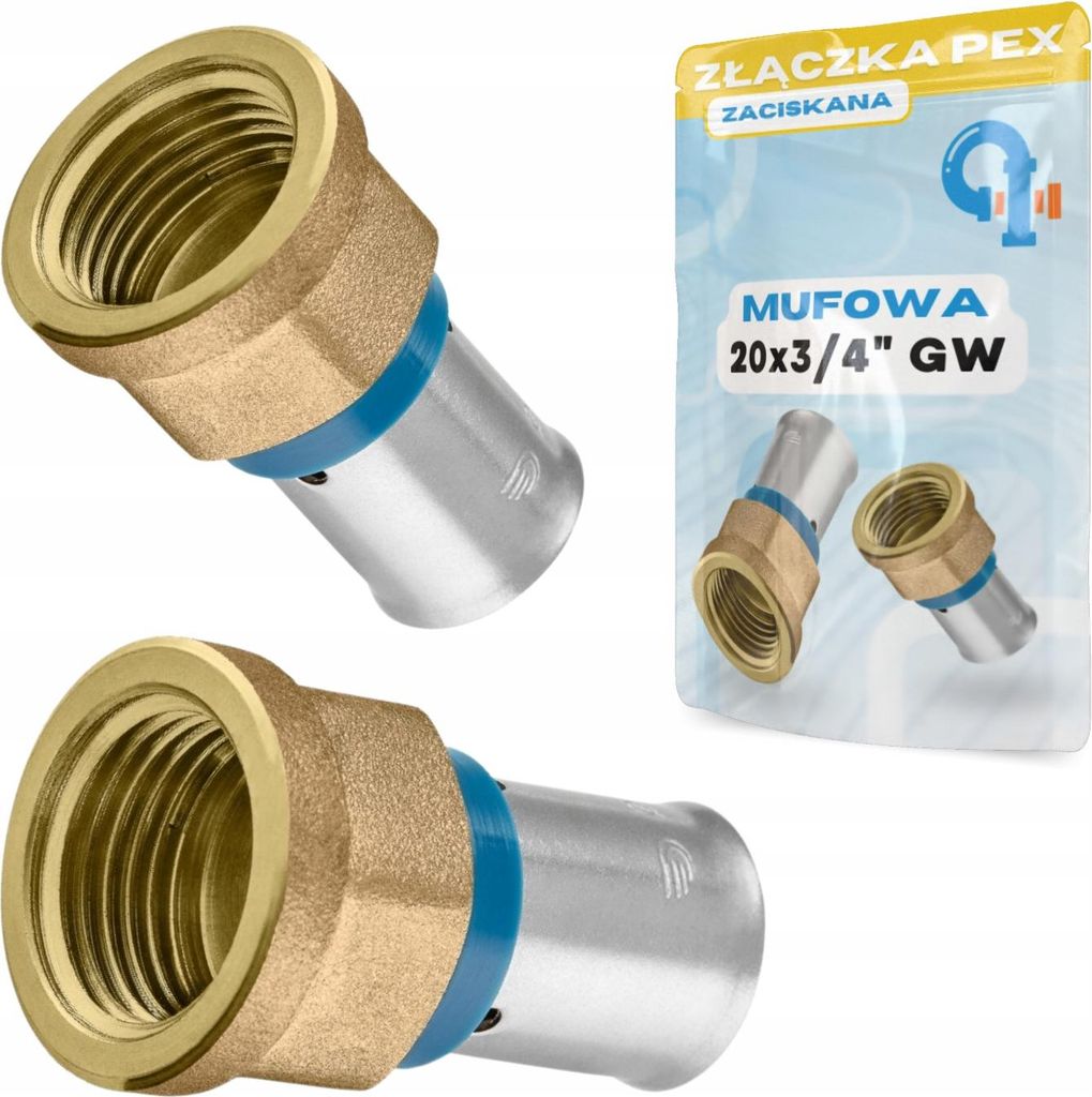 PEX-Muffe 20x3/4 GW, Messing massiv