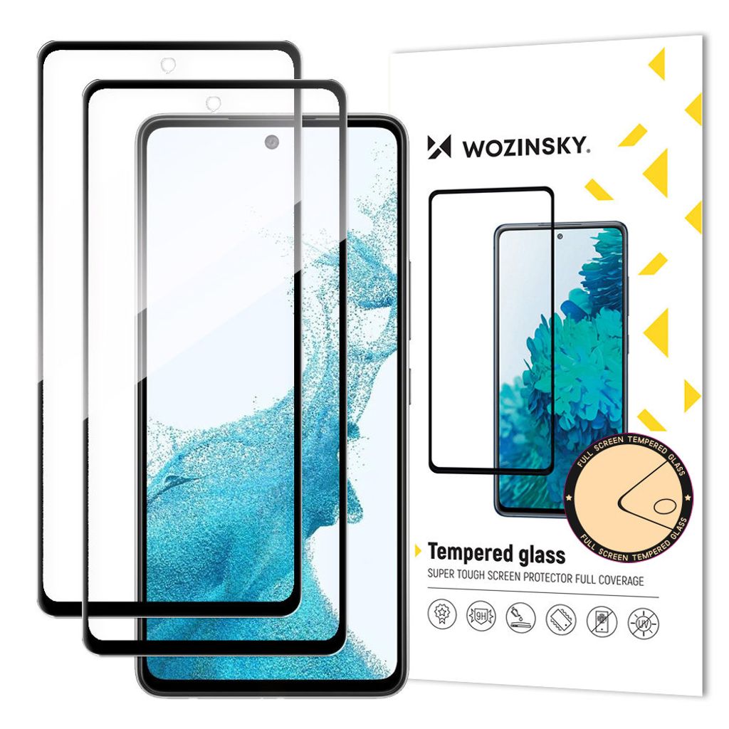 Wozinsky Set 2X Superstarke Voll Kleben Gehärtetem Glas Für Bildschirm Mit Fall Freundlich Rahmen Samsung Galaxy A53 5G Schwarz