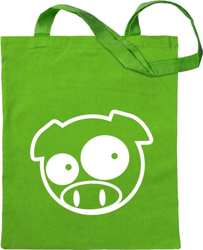 Kiwistar - Baumwolltasche - hellgrün - JDM Schwein - Tragetasche Stoffbeutel Umhängetasche Langer Henkel