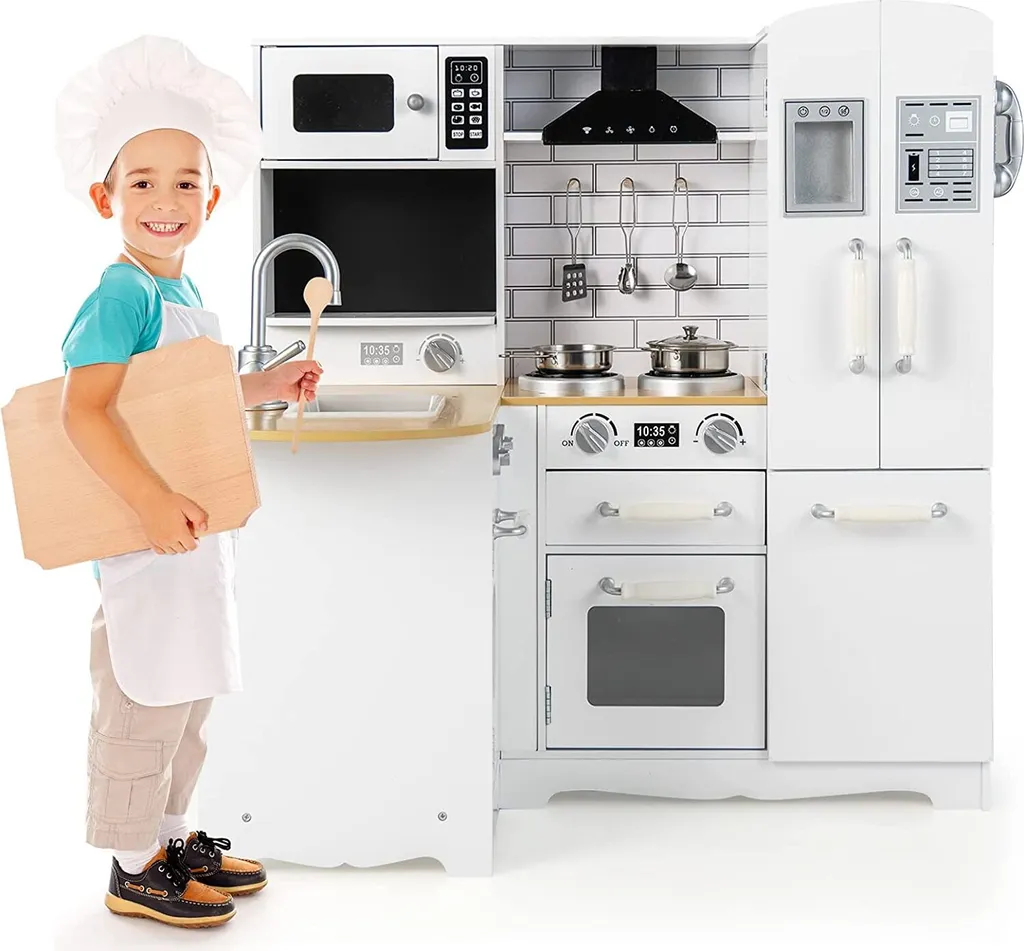 Grande cuisine d'angle en bois pour chambre d'enfant et salle de jeu