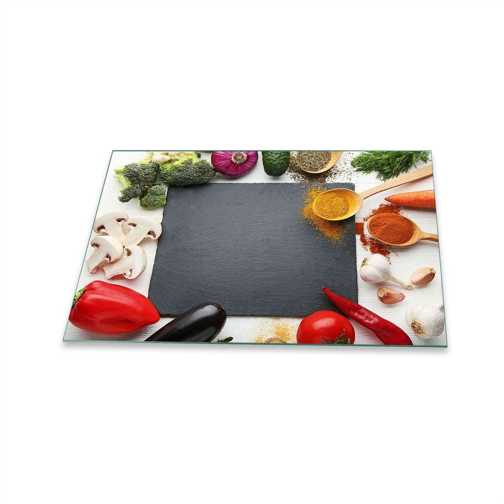 Herdabdeckplatte Glaskeramik 1 Teilig 80x52 Gewürze Bunt Abdeckung Glas Spritzschutz
