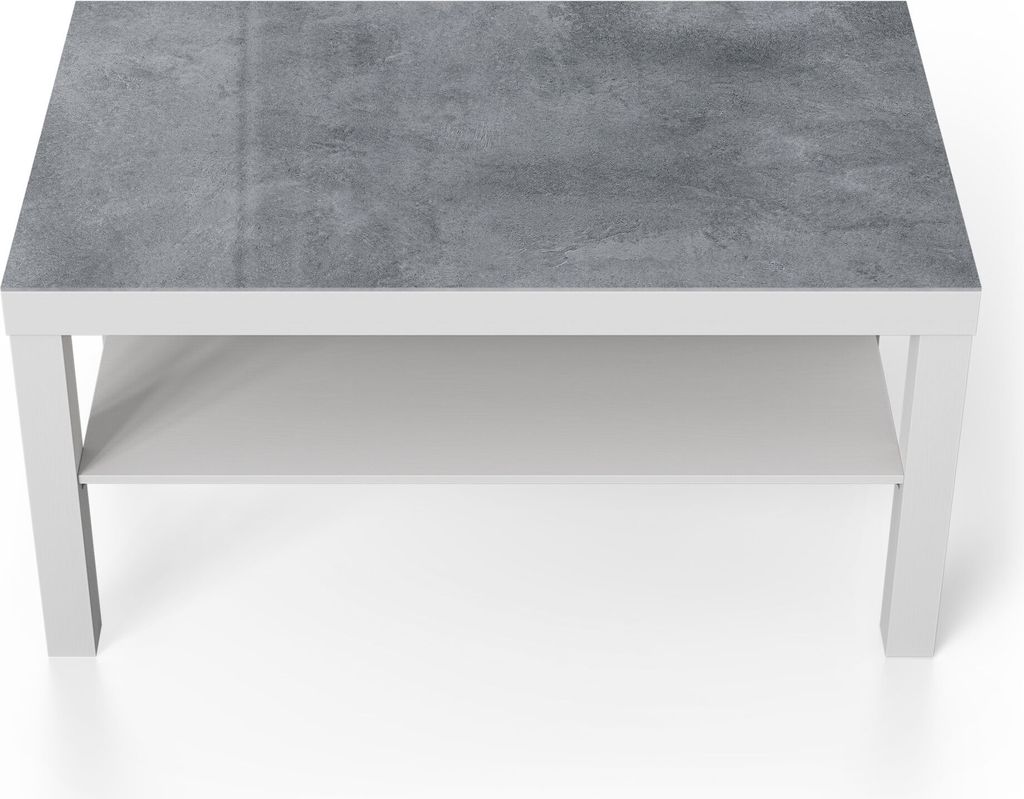DEQORI Couchtisch 90x55 cm Weiß 'Betonstruktur im Detail' Glas Beistelltisch