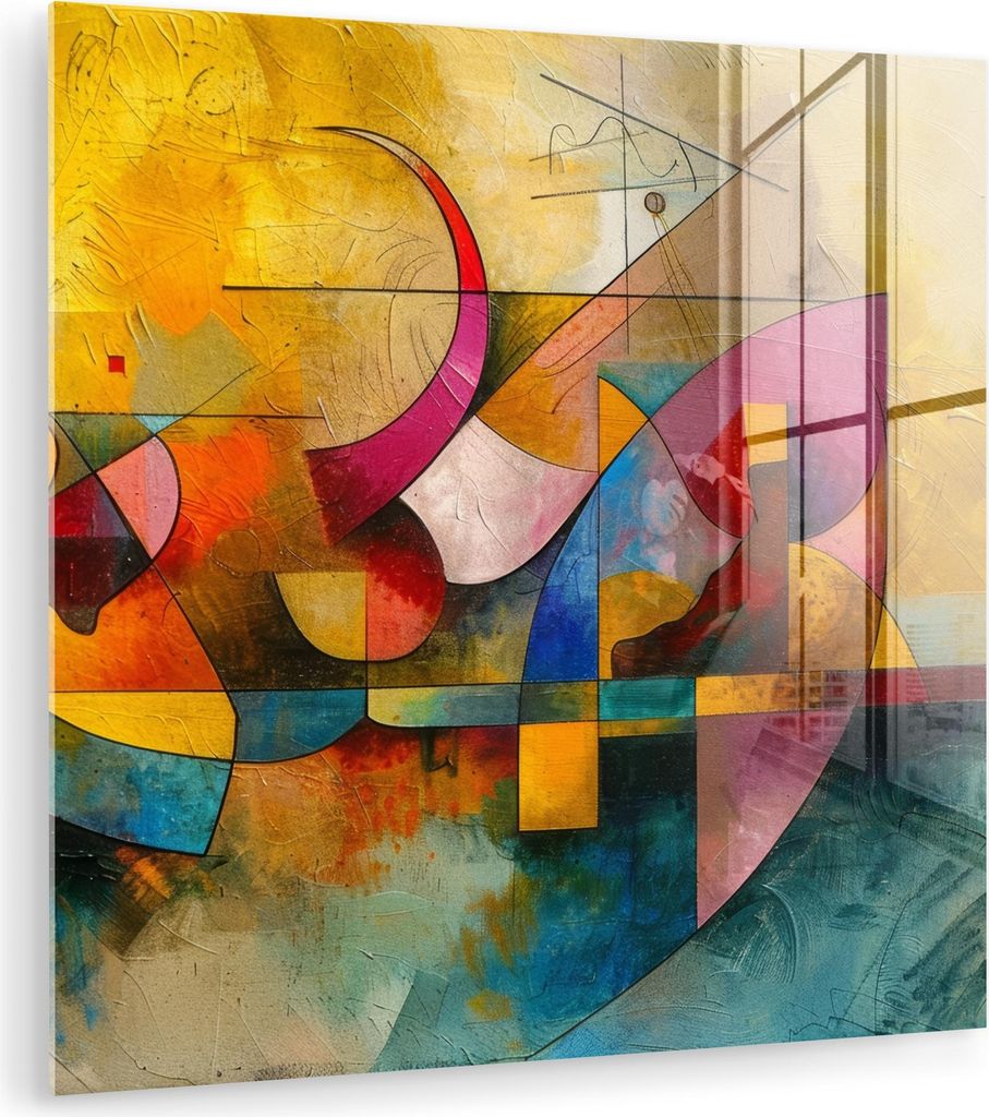 MuchoWow Glasbilder - Bilder auf Wandbild - Foto auf Glas Kunst - Abstrakt - Ästhetisch - Farbenfroh - Kunst 30x30 cm Wanddekoration aus Glas - Ac...