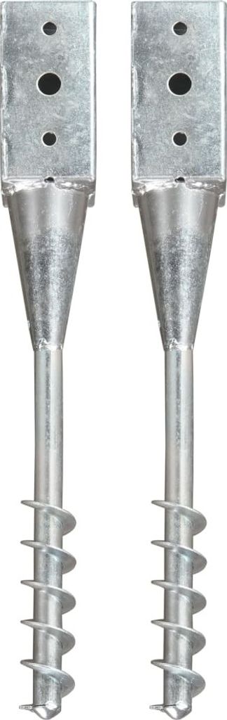 Erdspieße 2 Stk. Silbern 7×7×56 cm Verzinkter Stahl