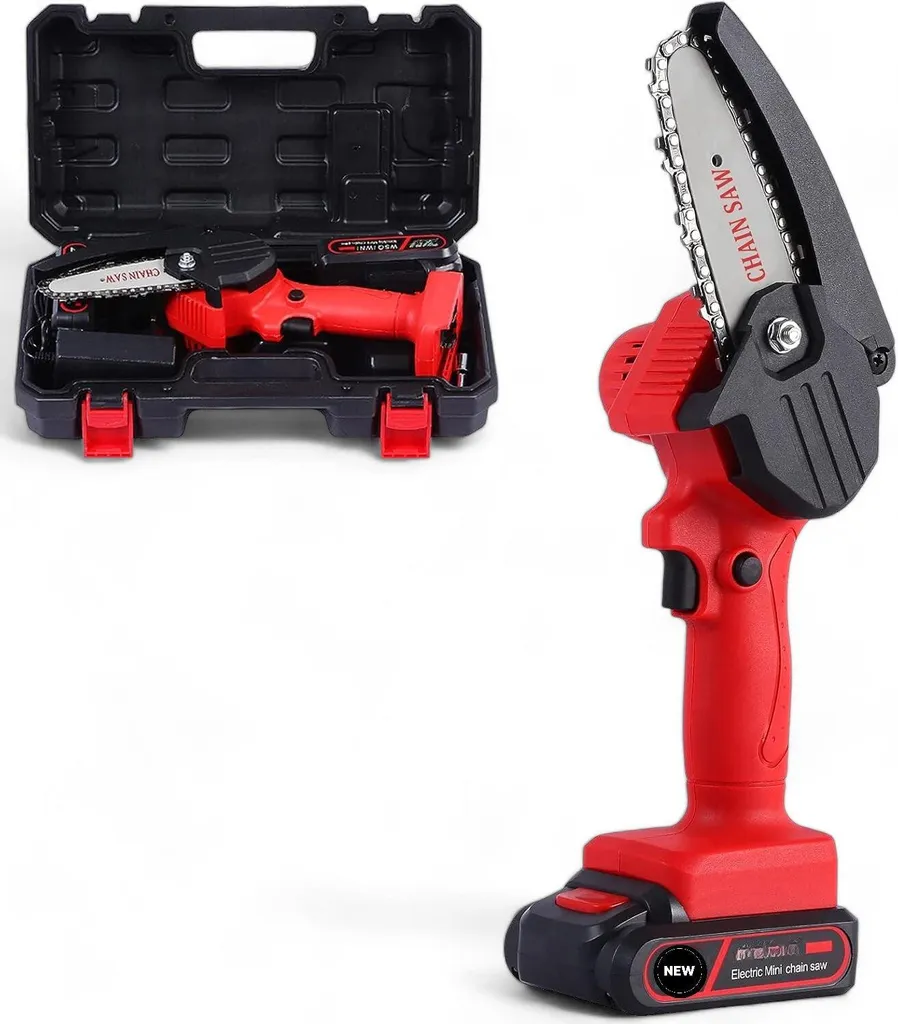 Tronçonneuse brushless 21V avec 2 batteries 4Ah et guide de 10 cm