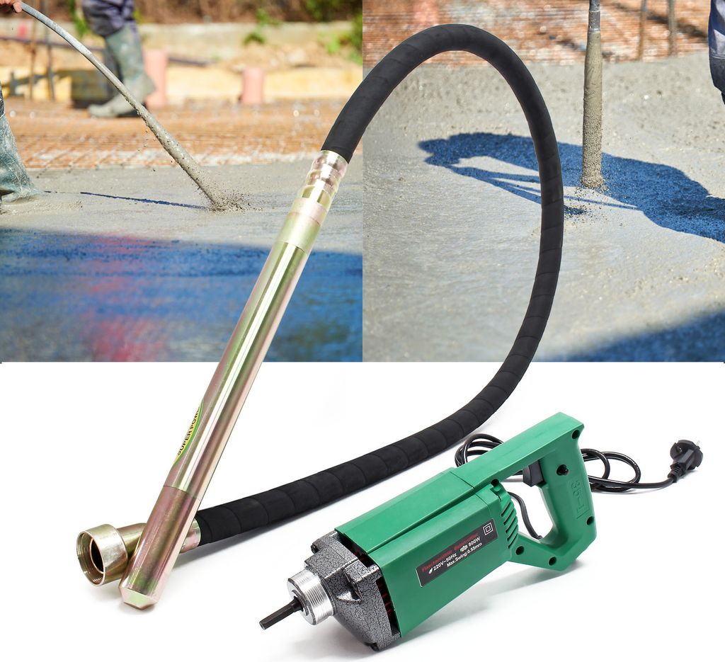 Wiltec Elektro Einhand Betonrüttler 800 W, Betonverdichter mit Ø 35 mm Rüttelflasche mit 200 cm Schlauchlänge, Flaschenrüttler mit flexibler W...