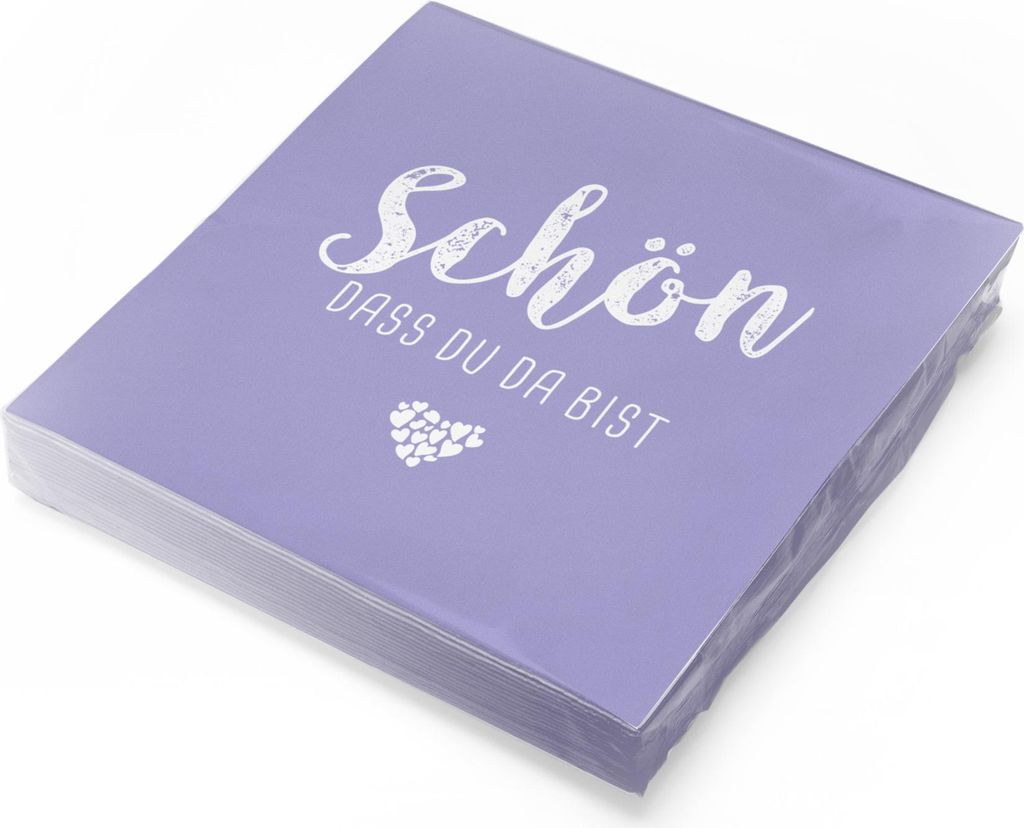 itenga 20x Serviette Schön dass du da bist - LILA / FLIEDER -