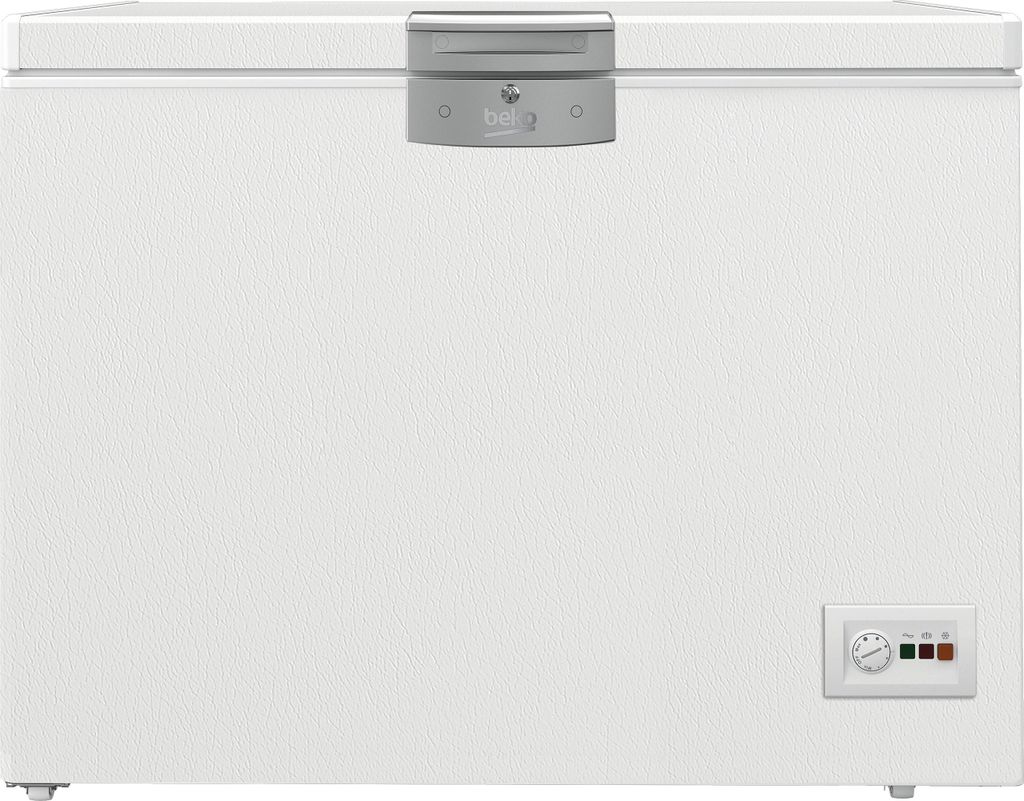 Beko HSM22340 Gefriertruhe, Kühltruhe, 230 l Nutzvolumen, 2 Gefriergutkörbe, Temperaturalarm, abschließbar, LED-Anzeigesystem, Innenbeleuchtung,...