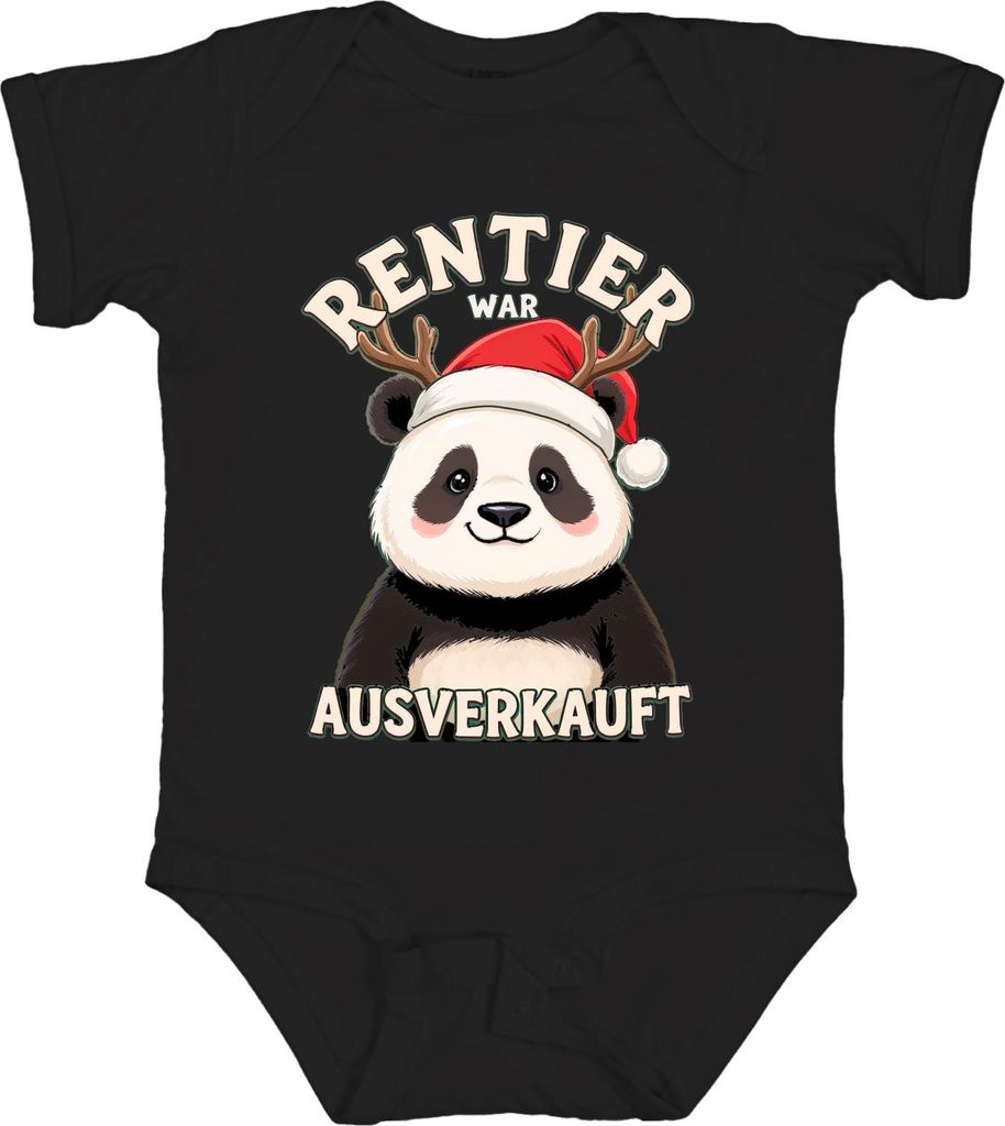 RENTIER WAR T Panda Weihnachten lustig Geschenk Unisex Baby Body, Schwarz, 3/6