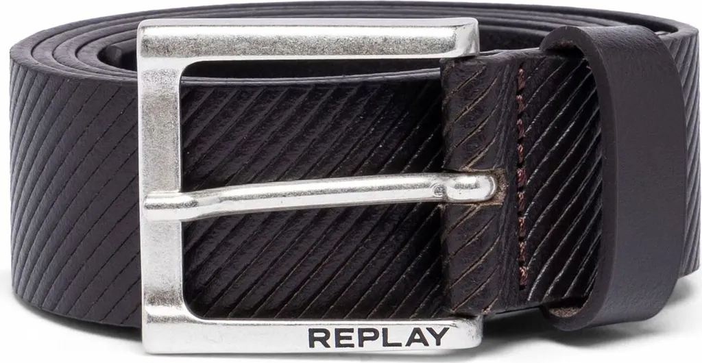 REPLAY Pelle cintura Leather Belt W95 Black Brown marrone scuro