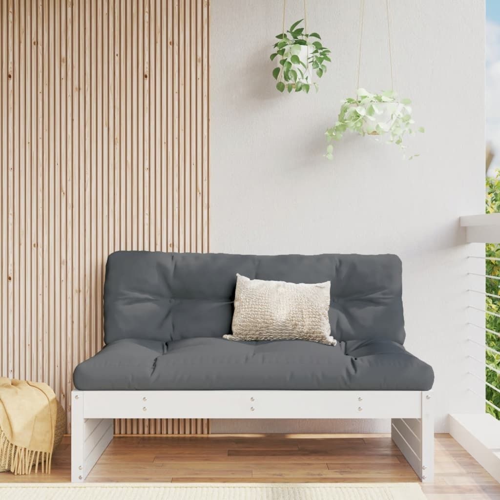 The Living Store Mittelsofa Weiß 120x80 cm Massivholz Kiefer