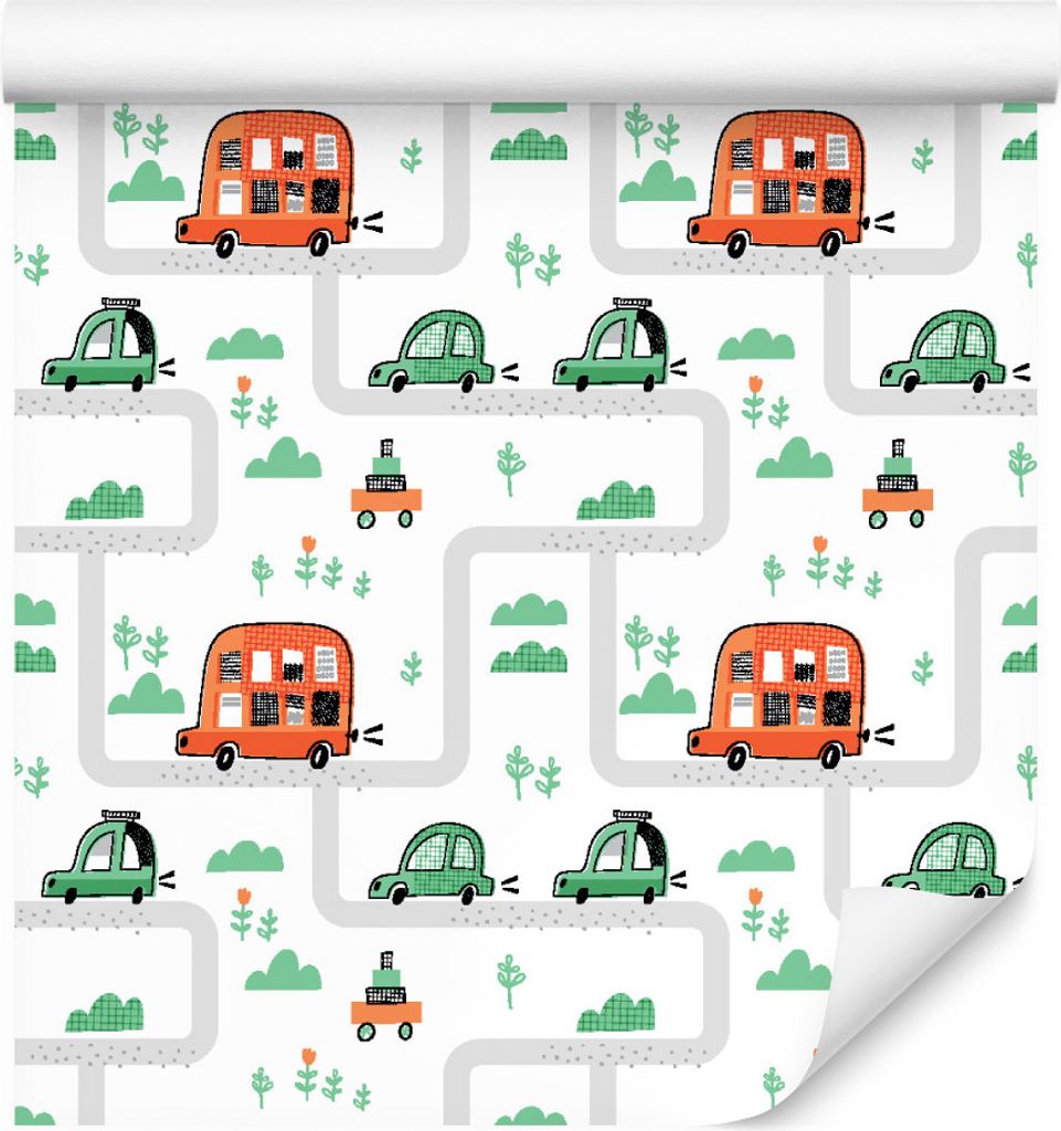 10m VLIES TAPETE Rolle Kinderzimmer Autos Reise Blumen Weg Stadt Bunt XXL