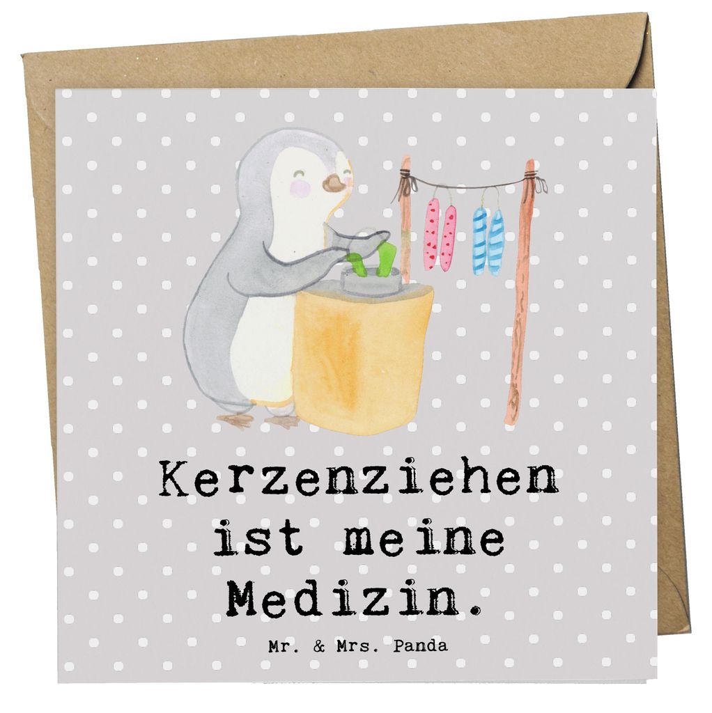 Mr. & Mrs. Panda Grußkarte Pinguin Kerzenziehen - Grau Pastell - Geschenk, Kerzen Ziehen. DIY, Deko Basteln, anlasskarte, faltkarte, Glückwunschk...