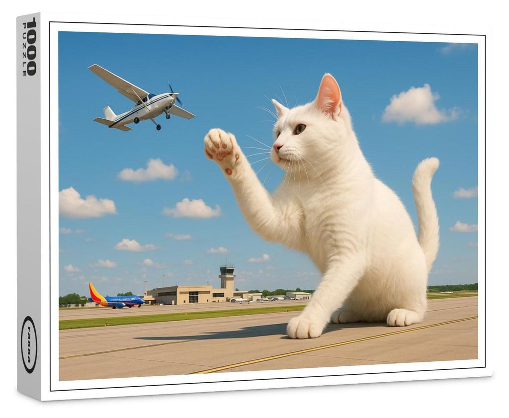 raxxa Premium-Puzzle "Katze fängt Flugzeug", 1000 Teile