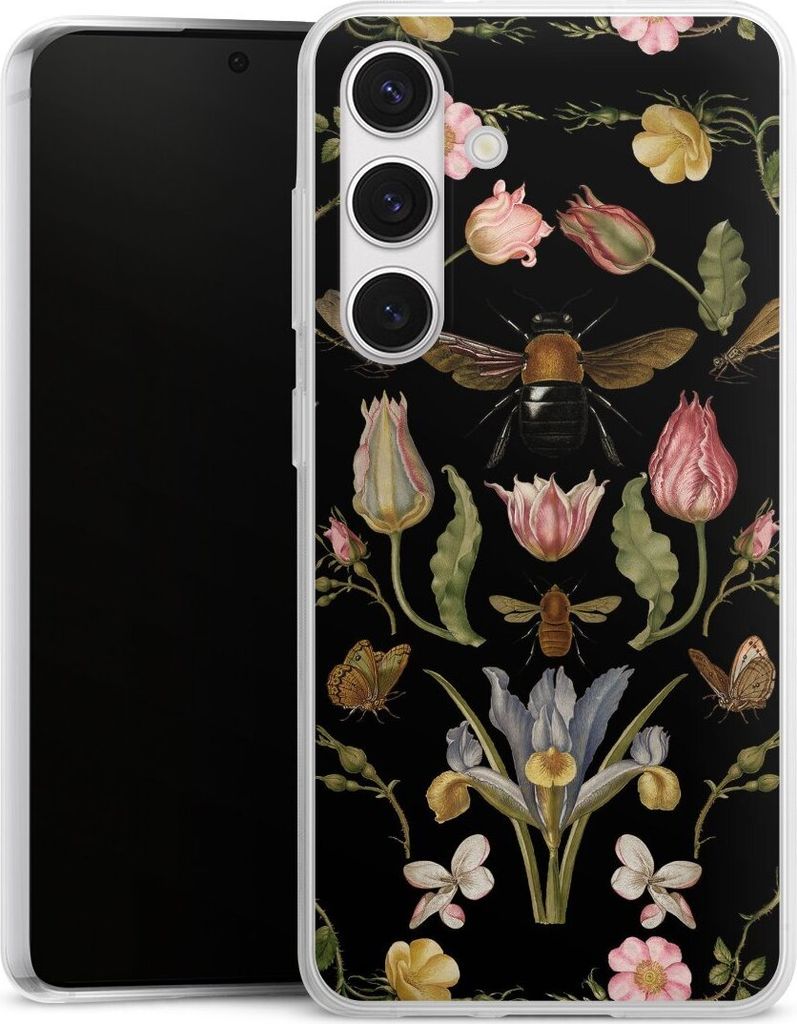 DeinDesign Slim Hülle für Samsung Galaxy S24 Silikon Case Ultra Dünn Handyhülle Biene Blumenkranz Blüte