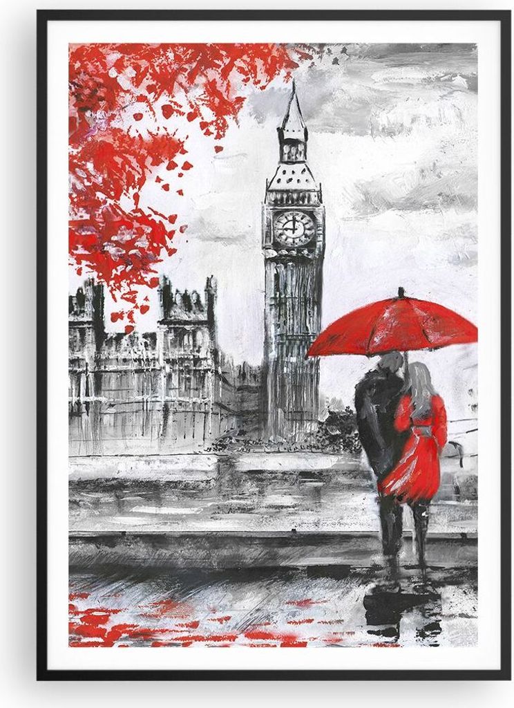 Gerahmtes Poster - Schwarzer Rahmen - London Architektur big ben - 70x100 cm - Wand Bild - Wanddeko - Wandbilder - Wandposter - Bilderrahmen - Bild...