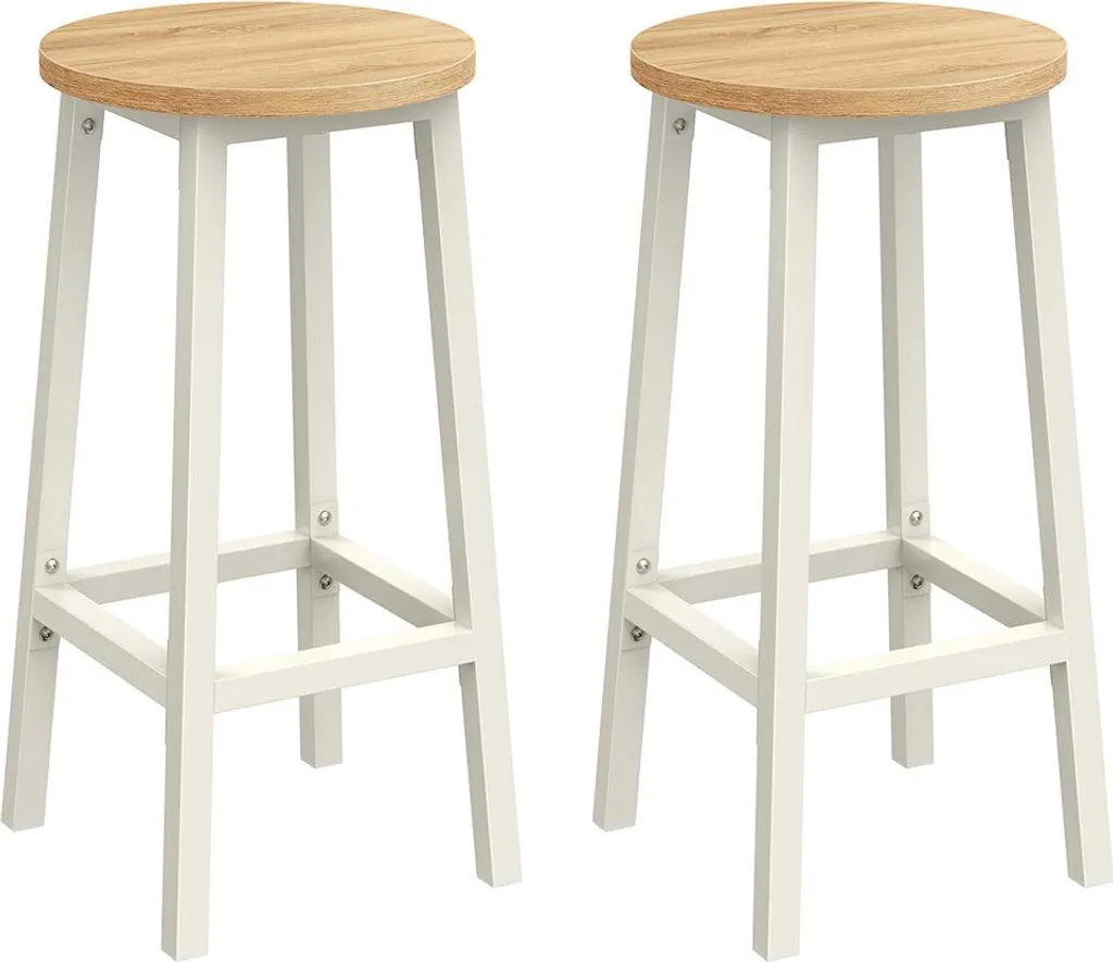 Tabourets de bar lot de 2 noir ébène et beige chêne modèle TY-88