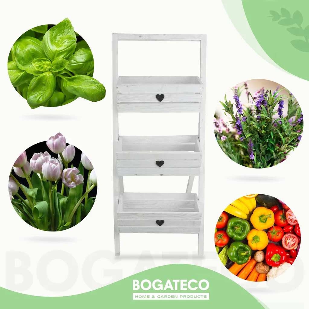 Jardinière Verticale en Bois 3 Bacs pour Potager de Balcon 110cm